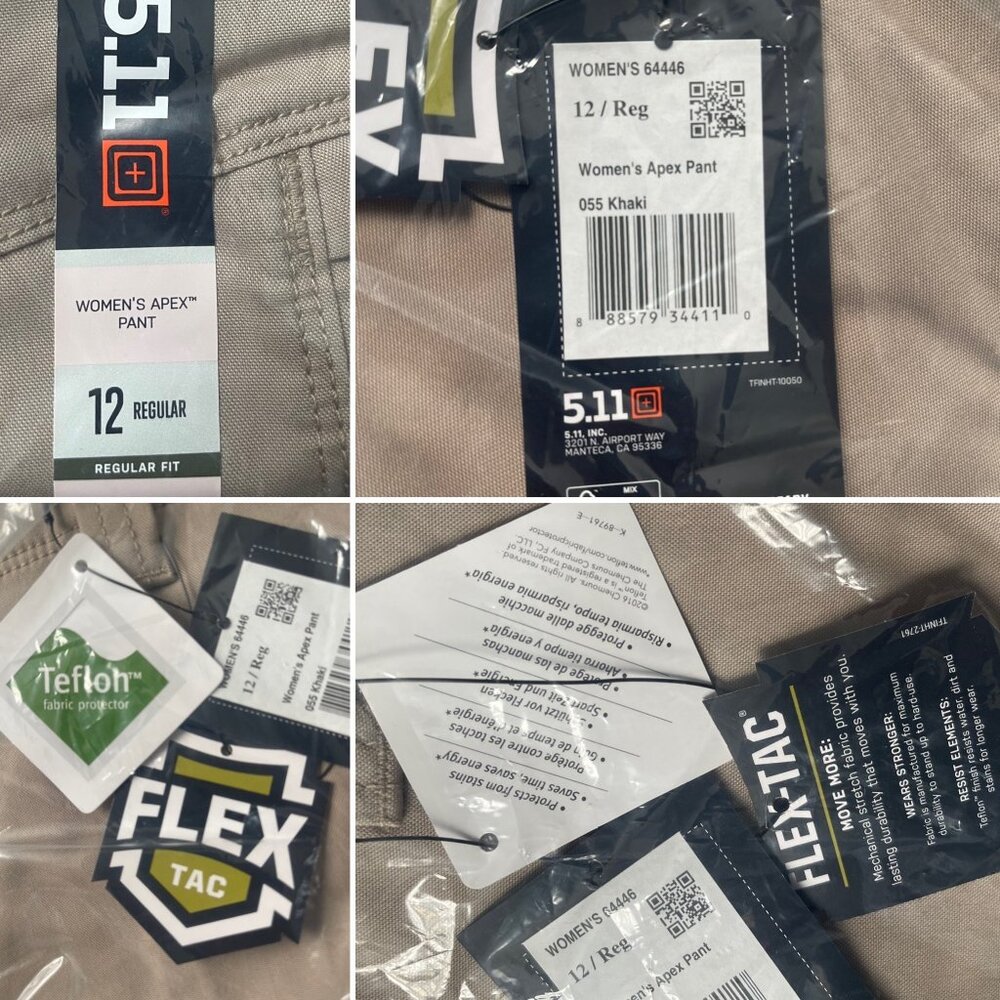 NWT 5.11 Tactical Women’s Apex Pant Sz 12 Regular Khaki 64446 - Picture 10 of 10